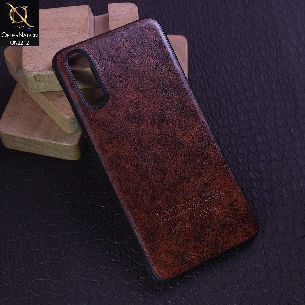 Vivo S1 Cover - Light Brown - Leather Texture Soft TPU Case