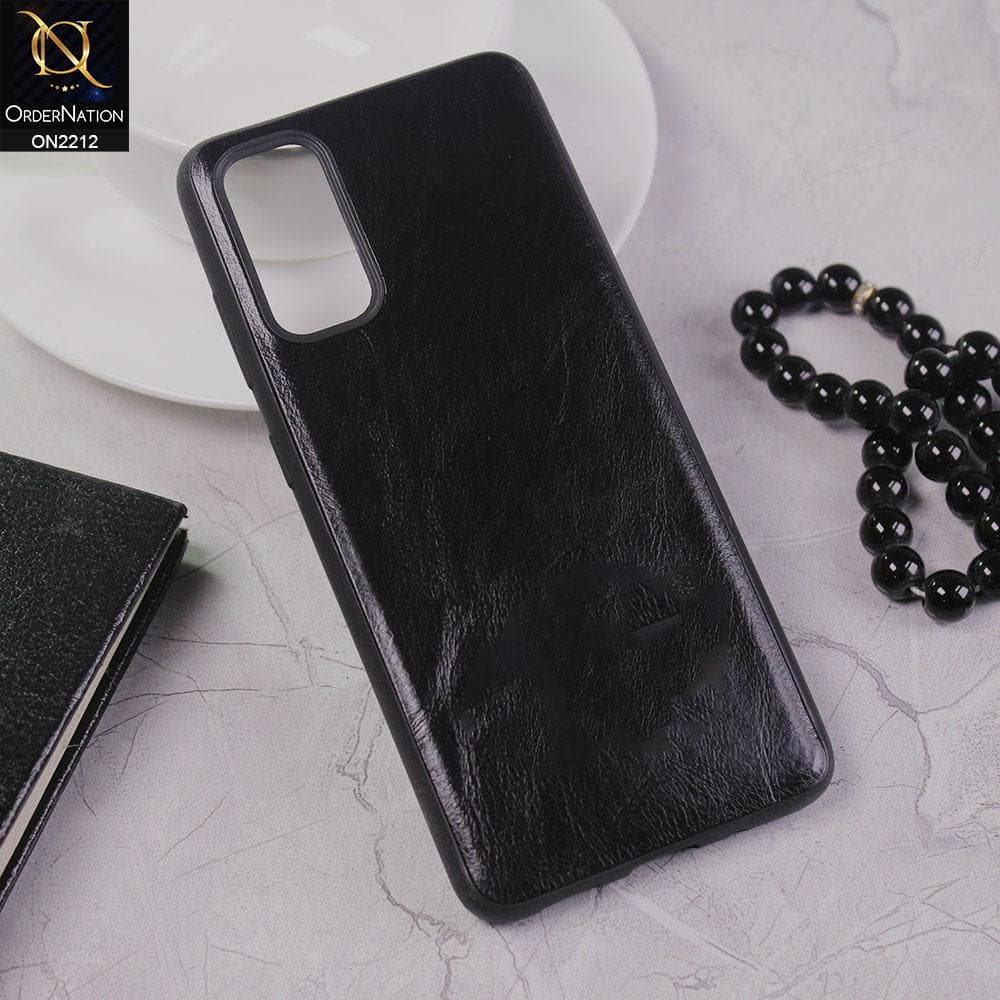 Samsung Galaxy S20 Cover - Black - Leather Texture Soft TPU Case