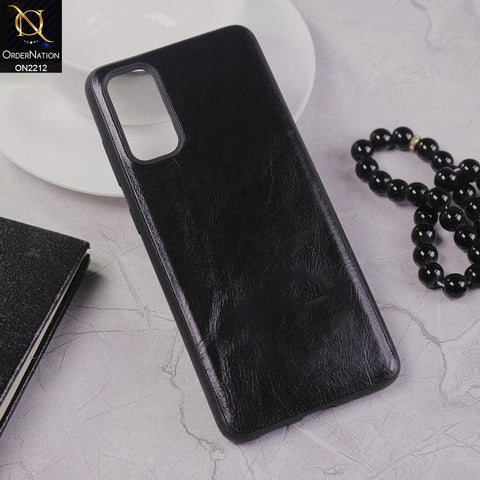 Samsung Galaxy S20 Cover - Black - Leather Texture Soft TPU Case