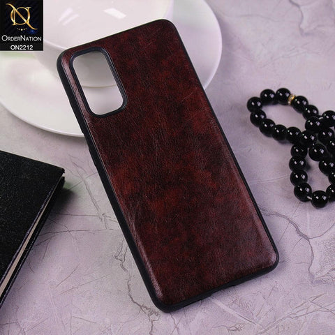 Samsung Galaxy S20 Cover - Dark Brown - Leather Texture Soft TPU Case