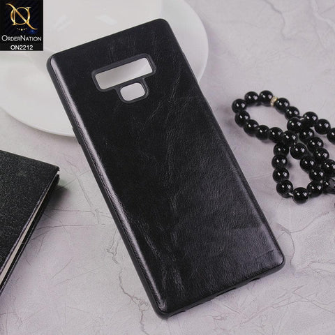 Samsung Galaxy Note 9 Cover - Black - Leather Texture Soft TPU Case