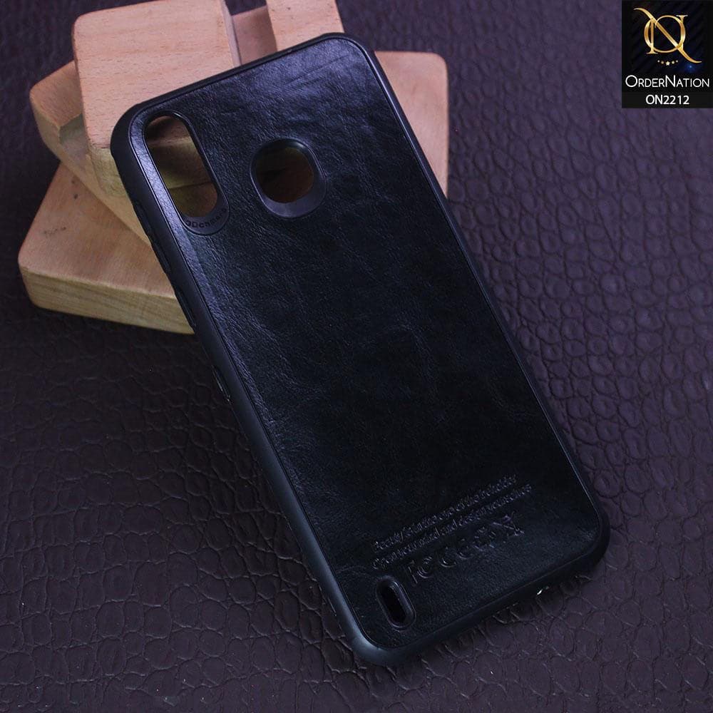 Infinix Smart 4 Cover - Black - Leather Texture Soft TPU Case