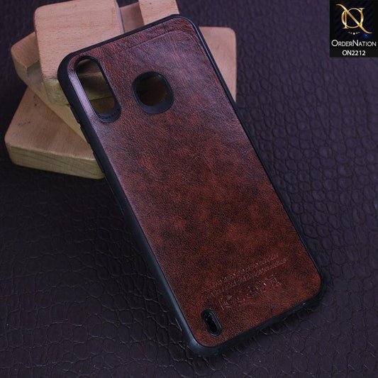 Infinix Smart 4 Cover - Light Brown - Leather Texture Soft TPU Case