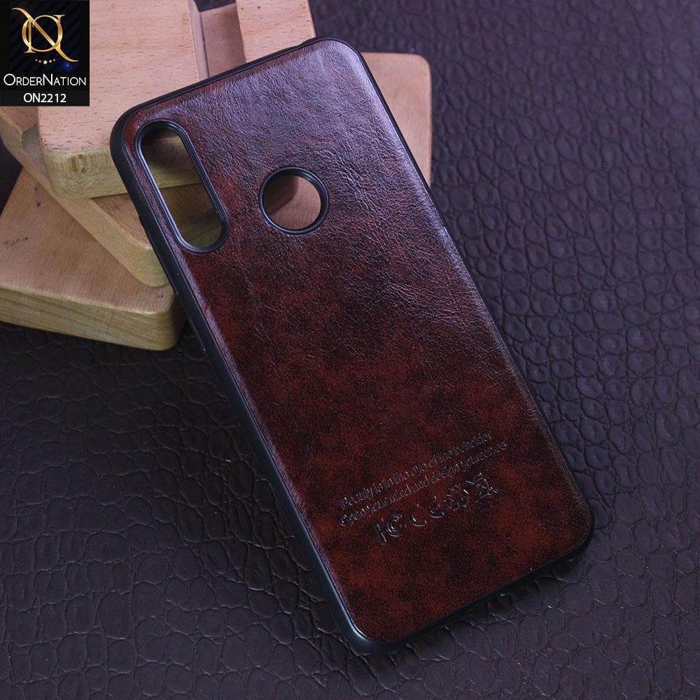 Huawei Y6s 2019 Cover - Dark Brown - Leather Texture Soft TPU Case