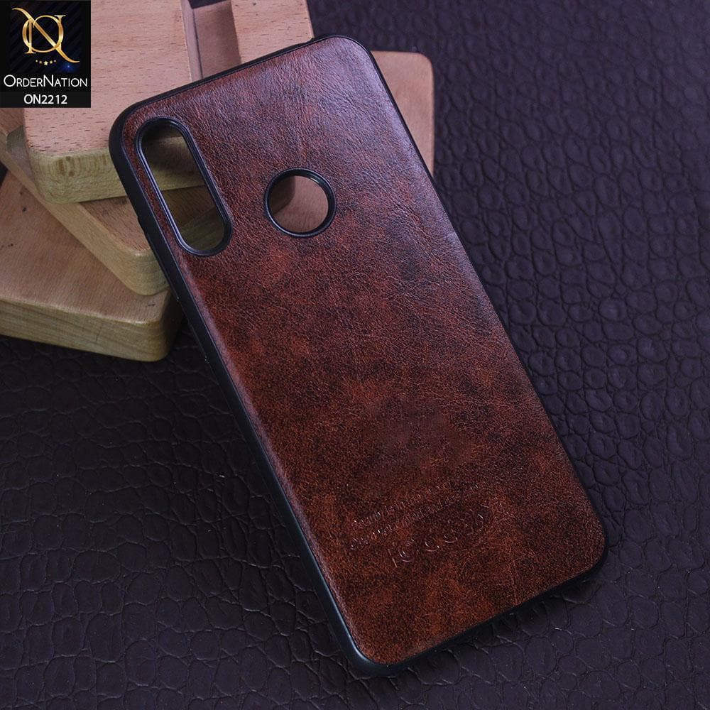 Huawei Y6s 2019 Cover - Light Brown - Leather Texture Soft TPU Case
