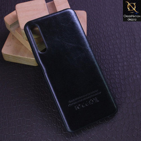 Huawei Y9s Cover - Black - Leather Texture Soft TPU Case