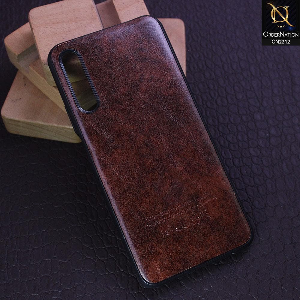 Huawei Y9s Cover - Light Brown - Leather Texture Soft TPU Case