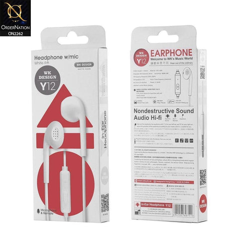 Y12 3.5mm In-Ear handsfree  - White