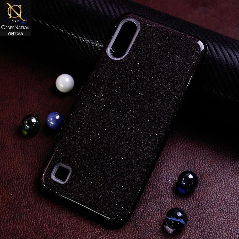 Samsung Galaxy A01 Cover - Black - Sparkel Glitter Bling Hybrid Soft Protective Case