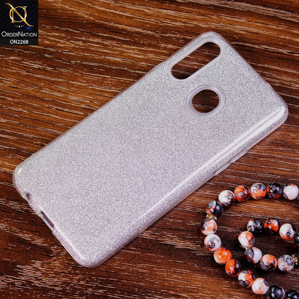 Samsung Galaxy A20s Cover - Silver - Sparkel Glitter Bling Hybrid Soft Protective Case