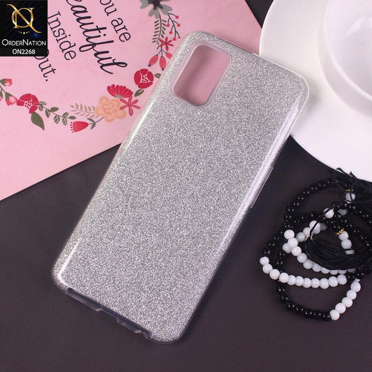 Oppo A92 Cover - Silver -Sparkel Glitter Bling Hybrid Soft Protective Case Gillter Does Not Move