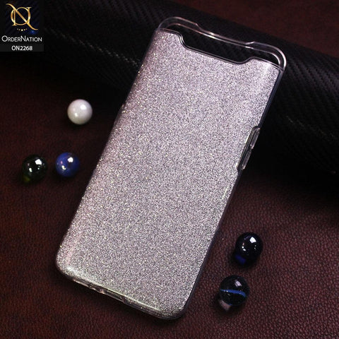 Samsung Galaxy A80 Cover - Silver - Sparkel Glitter Bling Hybrid Soft Protective Case