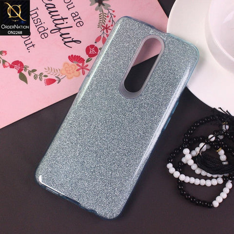Oppo F11 Pro Cover - Sky Blue -Sparkel Glitter Bling Hybrid Soft Protective Case Gillter Does Not Move