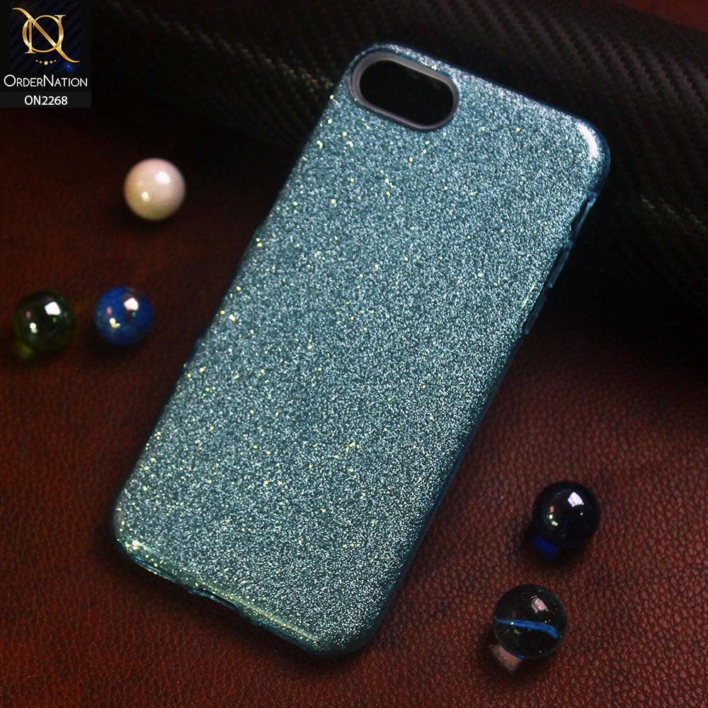 iPhone 8 / 7 Cover - Blue - Sparkel Glitter Bling Hybrid Soft Protective Case
