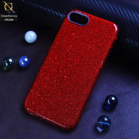 iPhone 8 / 7 Cover - Red - Sparkel Glitter Bling Hybrid Soft Protective Case