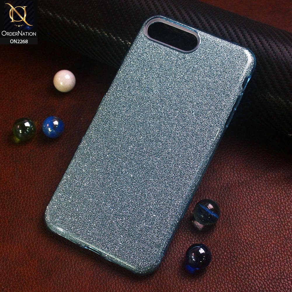 iPhone 8 Plus / 7 Plus Cover - Blue - Sparkel Glitter Bling Hybrid Soft Protective Case