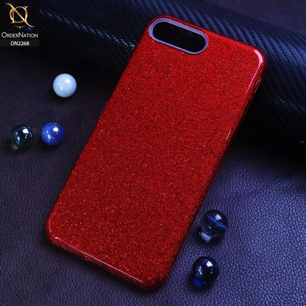 iPhone 8 Plus / 7 Plus Cover - Red - Sparkel Glitter Bling Hybrid Soft Protective Case