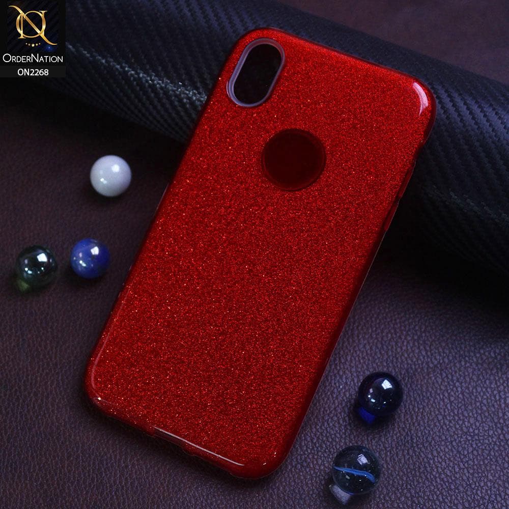iPhone XS / X Cover - Red - Sparkel Glitter Bling Hybrid Soft Protective Case