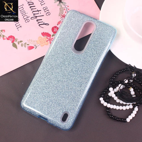 Nokia 3.1 Plus Cover - Sky Blue -Sparkel Glitter Bling Hybrid Soft Protective Case Gillter Does Not Move