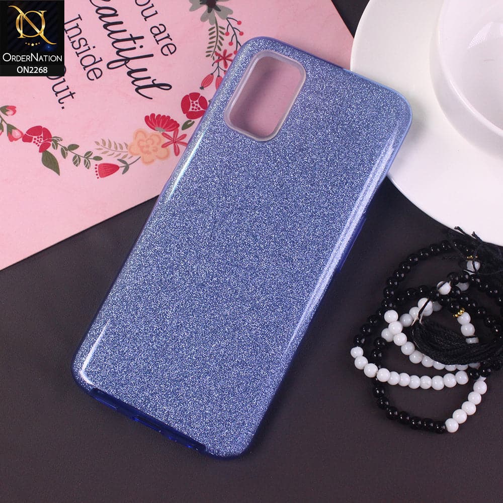 Oppo A92 Cover - Blue -Sparkel Glitter Bling Hybrid Soft Protective Case Gillter Does Not Move