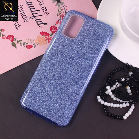 Oppo A92 Cover - Blue -Sparkel Glitter Bling Hybrid Soft Protective Case Gillter Does Not Move