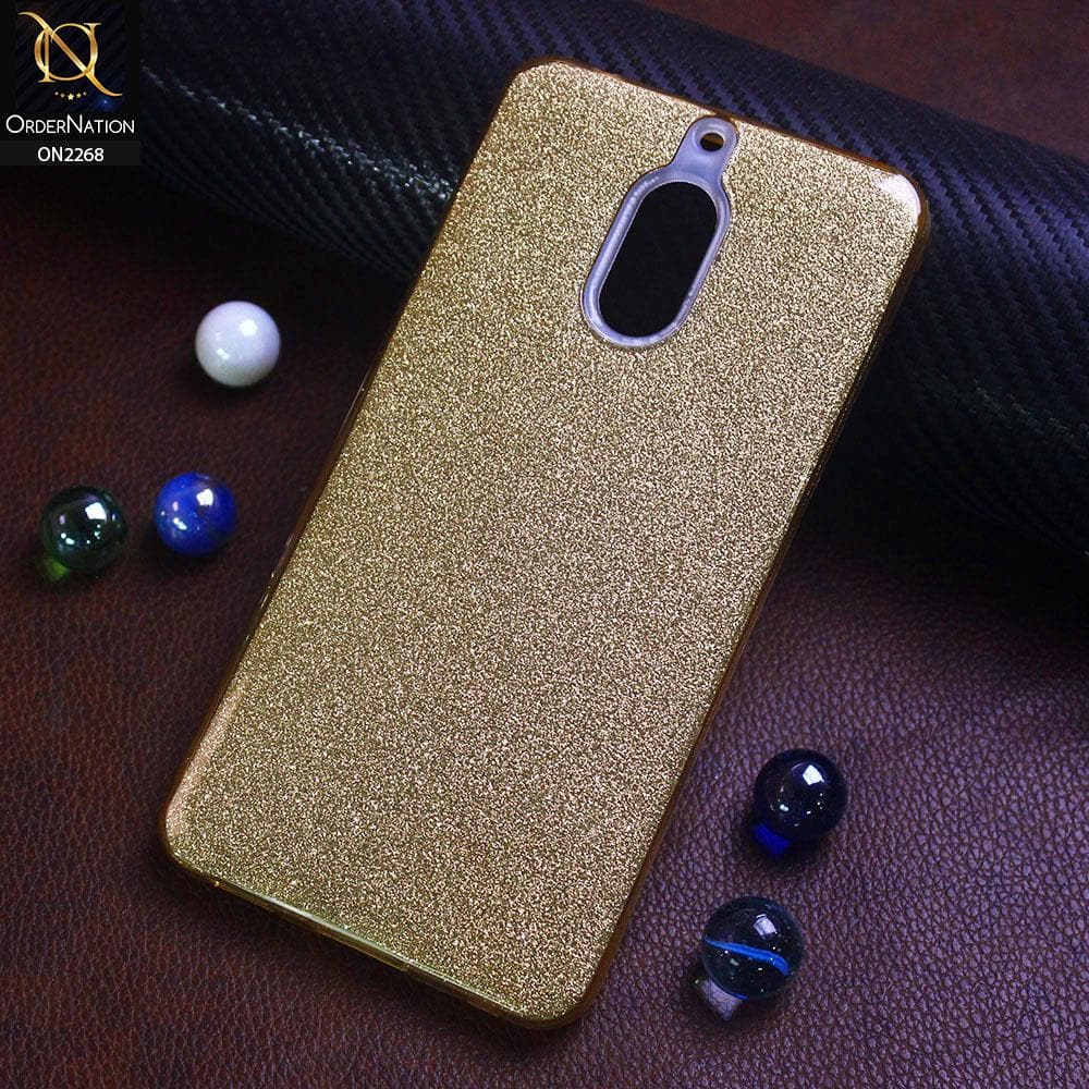 Nokia 6 Cover - Golden - Sparkel Glitter Bling Hybrid Soft Protective Case