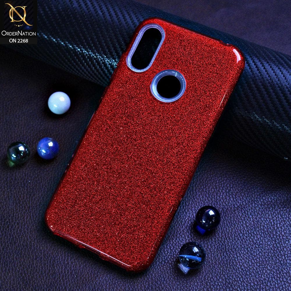 Huawei Huawei Y6s 2019Cover - Red - Sparkel Glitter Bling Hybrid Soft Protective Case
