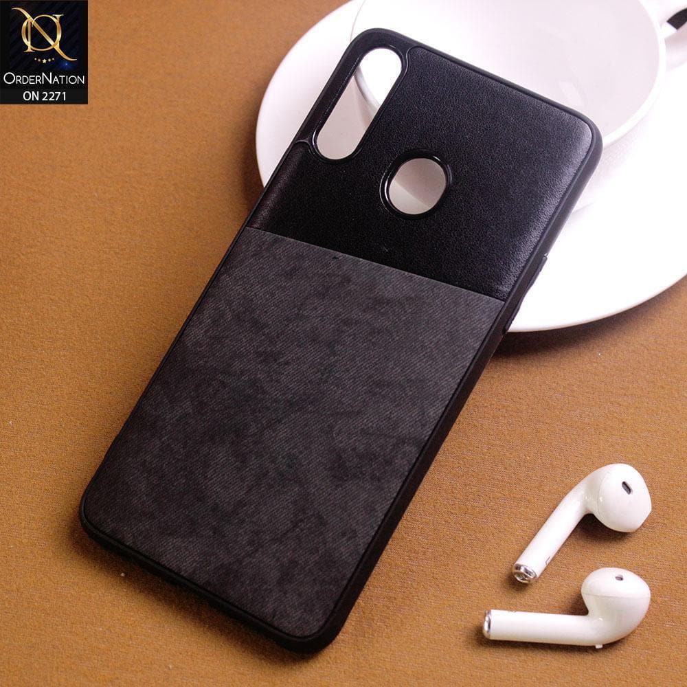 Samsung Galaxy A20s Cover - Black - Dual Town Leather Stylish Soft Case