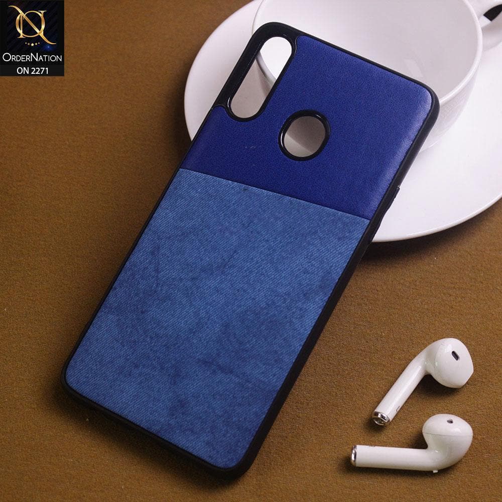 Samsung Galaxy A20s Cover - Blue - Dual Town Leather Stylish Soft Case