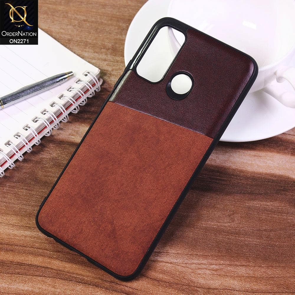 Infinix Hot 9 Pro Cover - Dark Brown - Dual Town Leather Stylish Soft Case