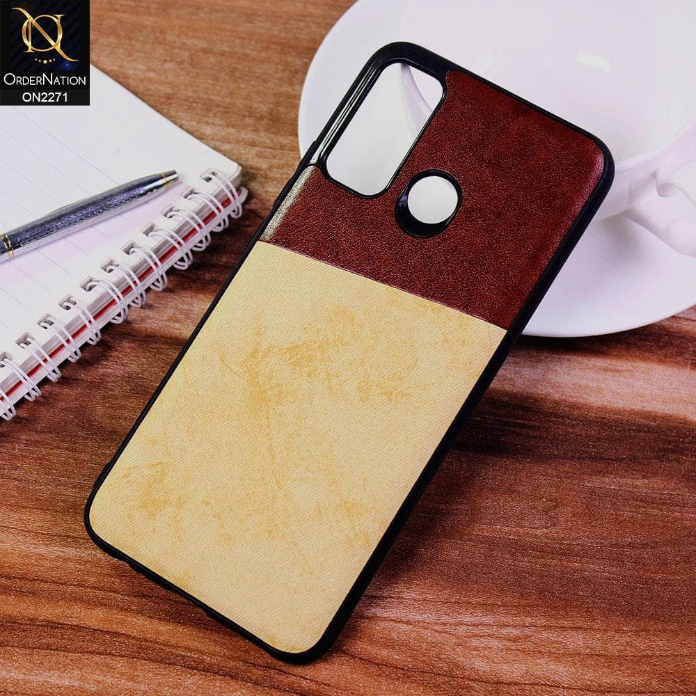 Tecno Camon 15 Cover - Light Brown - Dual Town Leather Stylish Soft Case
