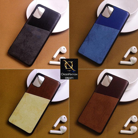 Samsung Galaxy A20s Cover - Blue - Dual Town Leather Stylish Soft Case