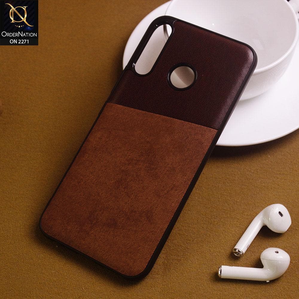 Infinix Hot 8 Cover - Dark Brown - Dual Town Leather Stylish Soft Case