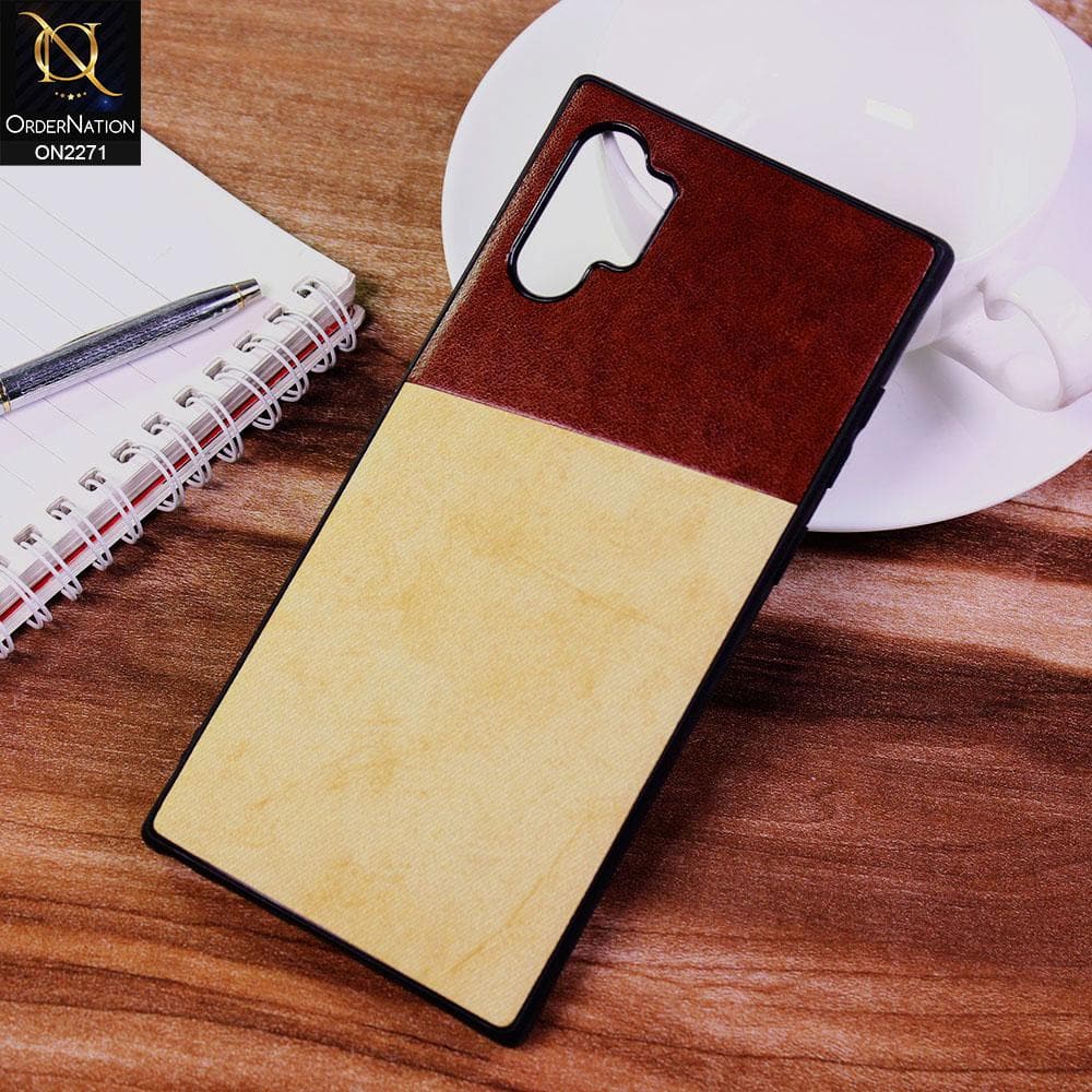 Samsung Galaxy Note 10 Plus Cover - Light Brown - Dual Town Leather Stylish Soft Case