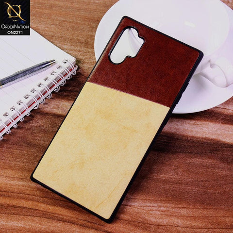 Samsung Galaxy Note 10 Plus Cover - Light Brown - Dual Town Leather Stylish Soft Case