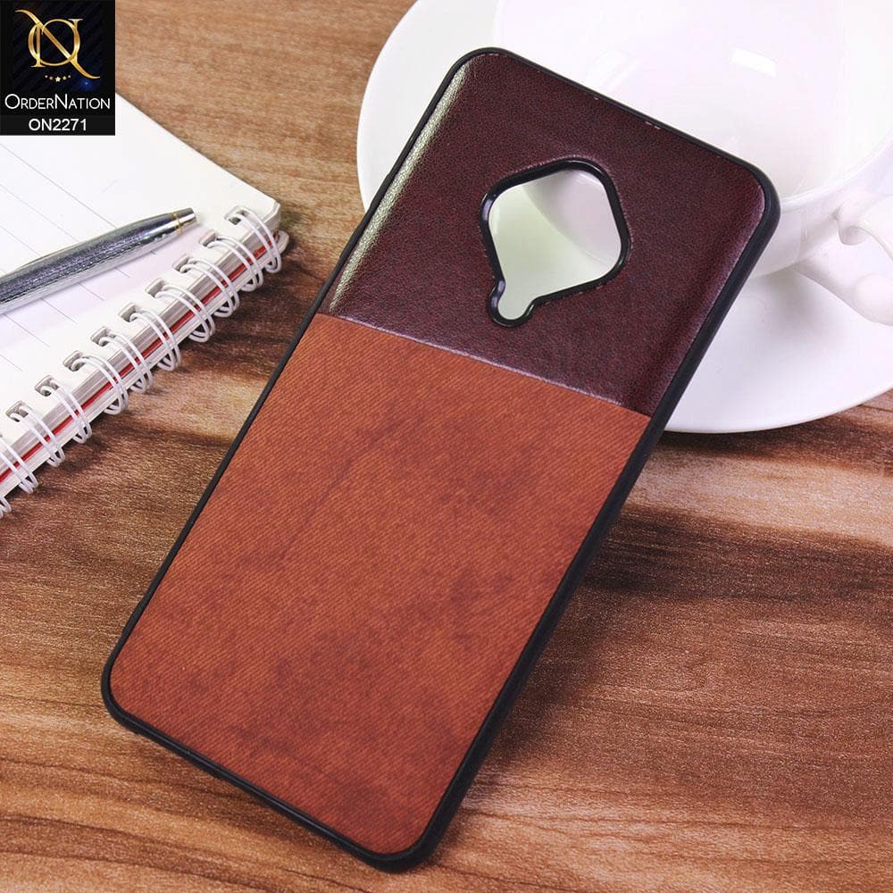 Vivo Y51 (2020 September) Cover - Dark Brown - Dual Town Leather Stylish Soft Case