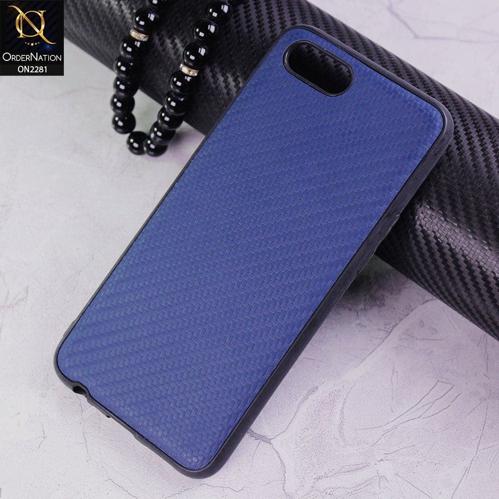 Oppo A1k Cover - Blue - New Carbon Fiber Style Back Soft TPU Case