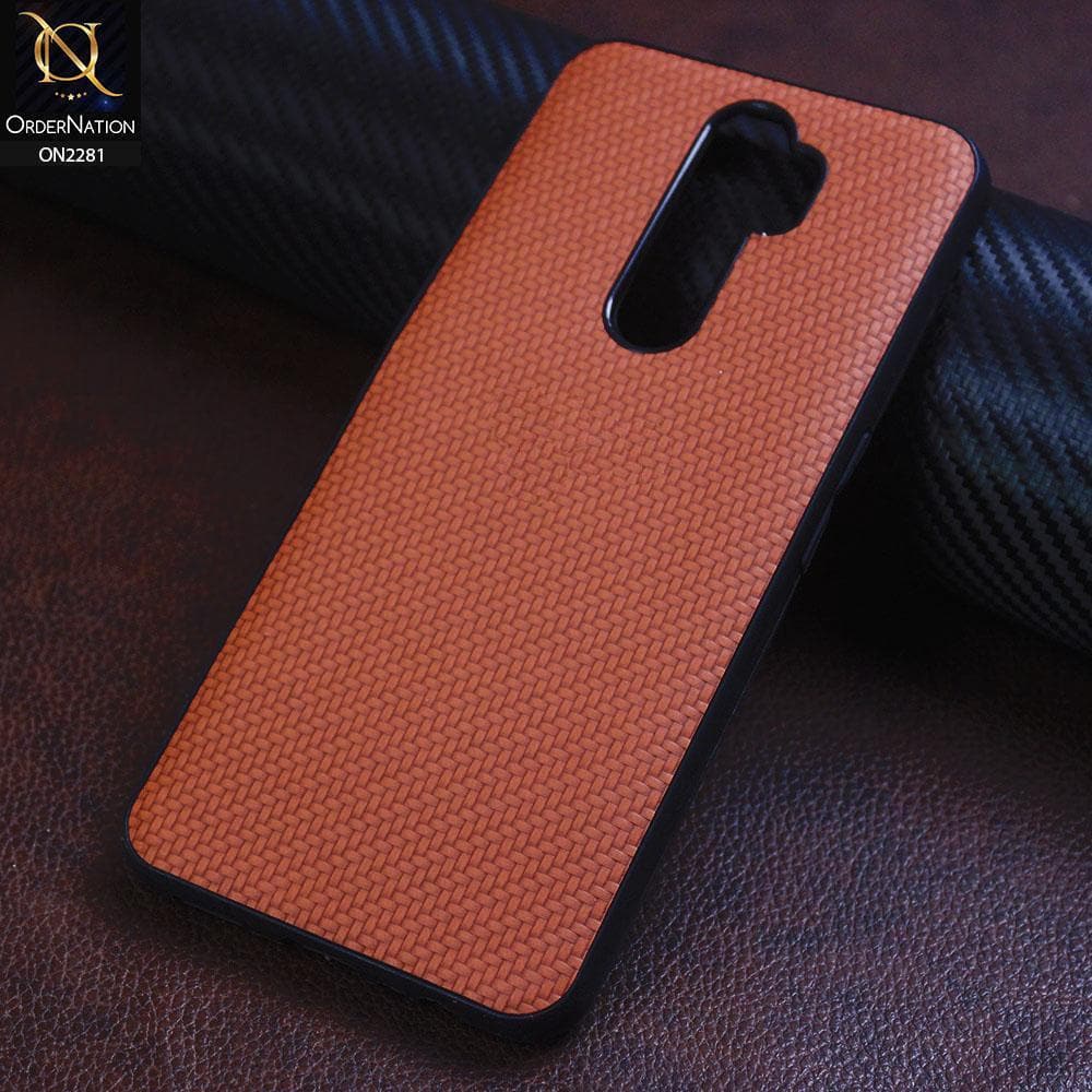 Oppo A5 2020 Cover - Brown - New Carbon Fiber Style Back Soft TPU Case