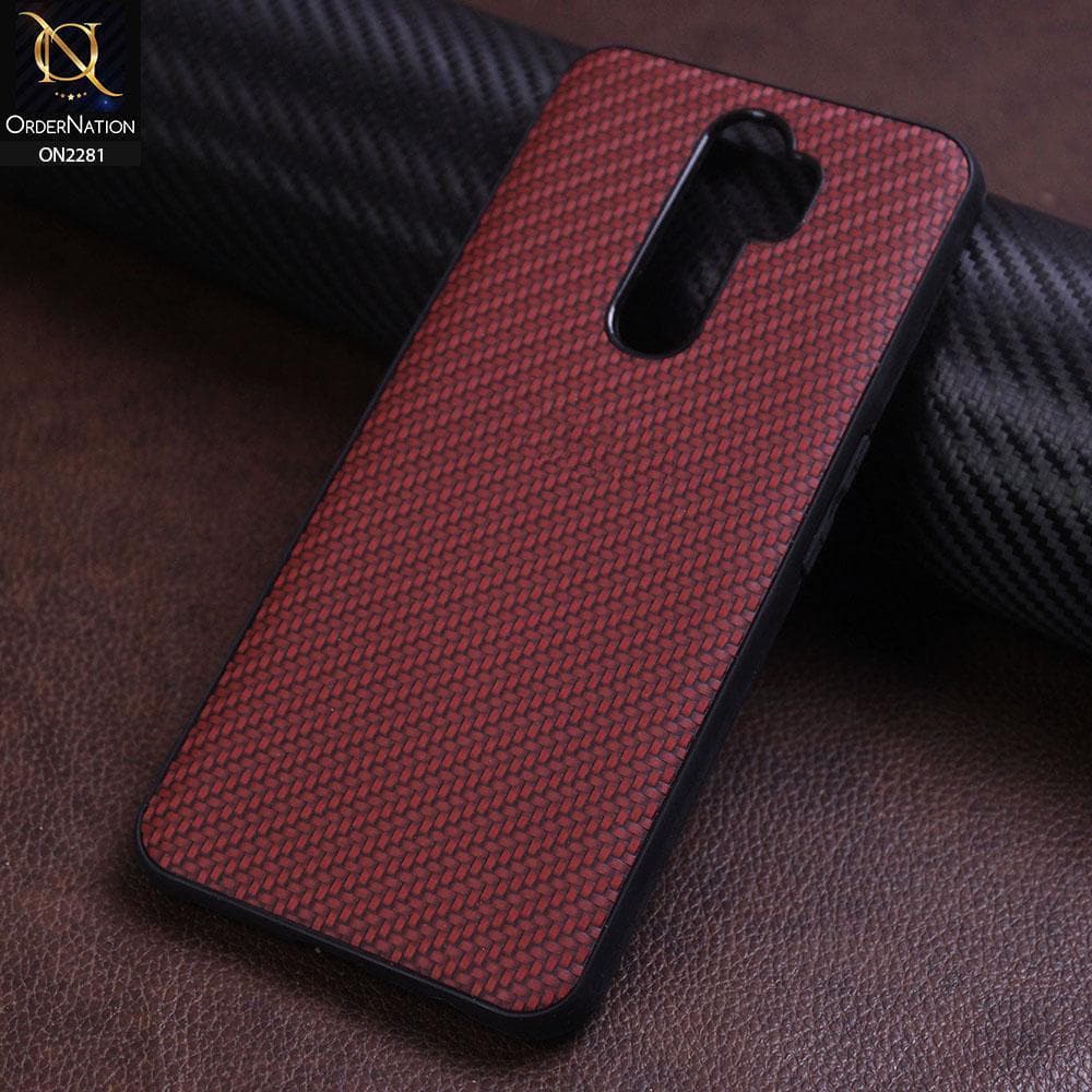 Oppo A9 2020 Cover - Maroon - New Carbon Fiber Style Back Soft TPU Case