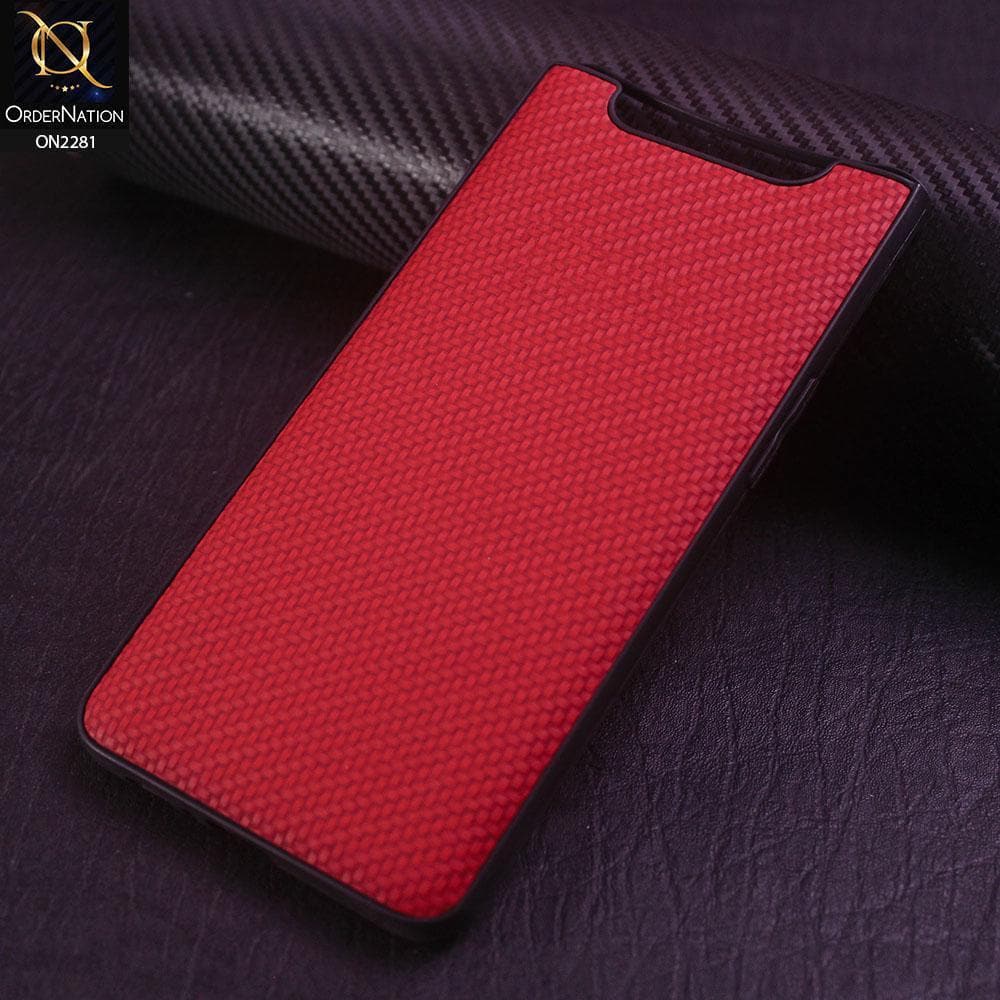 Samsung Galaxy A80 Cover - Red - New Carbon Fiber Style Back Soft TPU Case