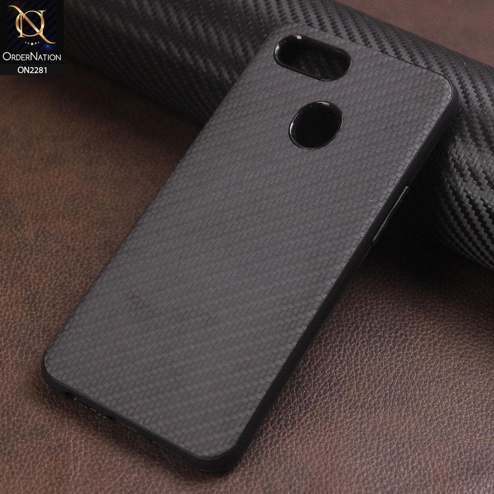 Oppo F9 / F9 Pro Cover - Black - New Carbon Fiber Style Back Soft TPU Case