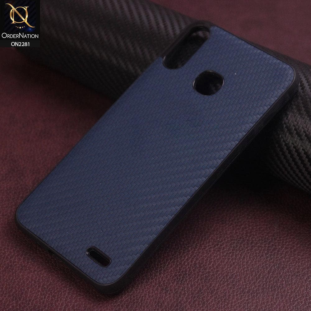 Infinix Hot 7 Cover - Blue - New Carbon Fiber Style Back Soft TPU Case