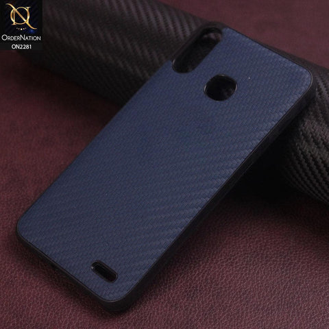 Infinix Hot 7 Cover - Blue - New Carbon Fiber Style Back Soft TPU Case