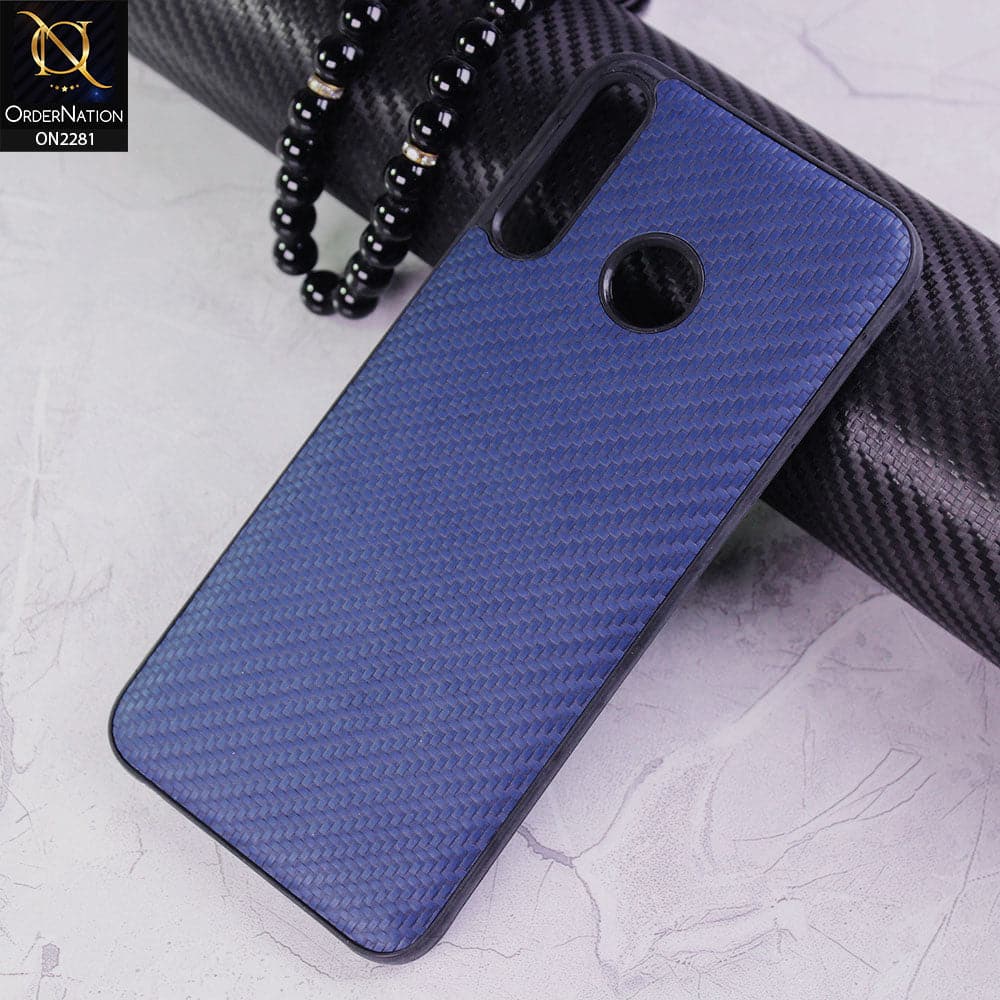 Infinix Hot 8 Cover - Blue - New Carbon Fiber Style Back Soft TPU Case