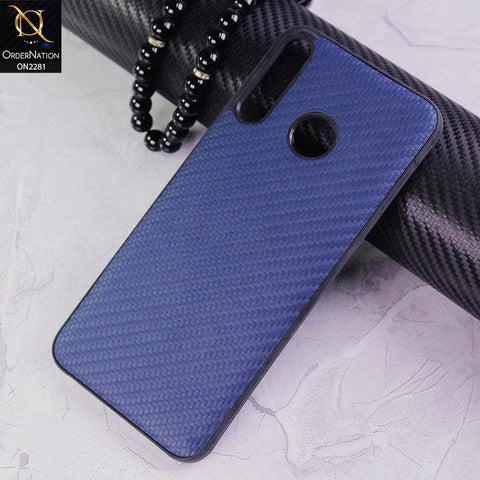 Tecno Camon 12 Cover - Blue - New Carbon Fiber Style Back Soft TPU Case