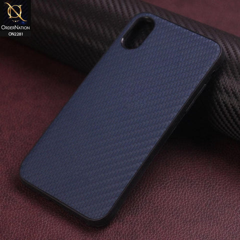 iPhone XS / X Cover - Blue - New Carbon Fiber Style Back Soft TPU Case