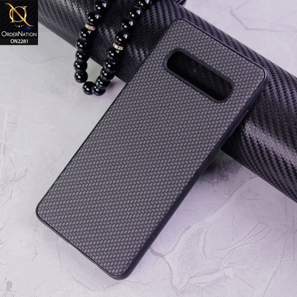 Samsung Galaxy S10 Plus Cover - Black - New Carbon Fiber Style Back Soft TPU Case