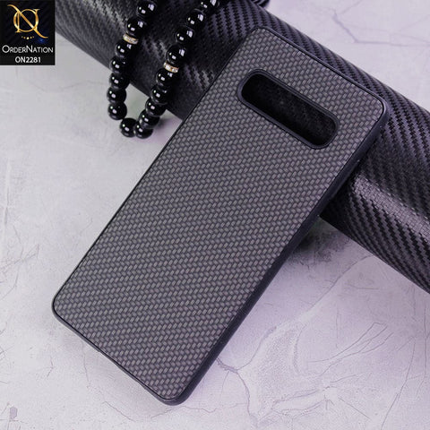 Samsung Galaxy S10 Plus Cover - Black - New Carbon Fiber Style Back Soft TPU Case