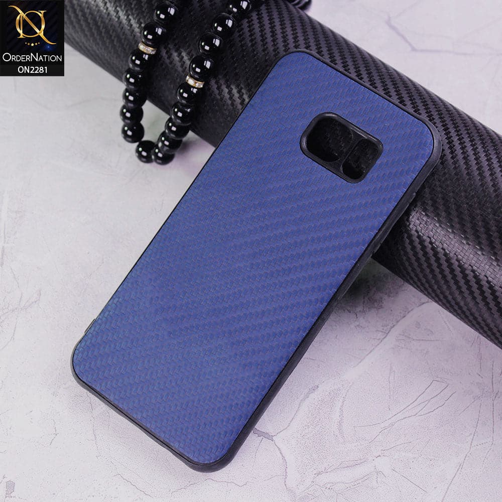 Samsung Galaxy S7 Edge Cover - Blue - New Carbon Fiber Style Back Soft TPU Case