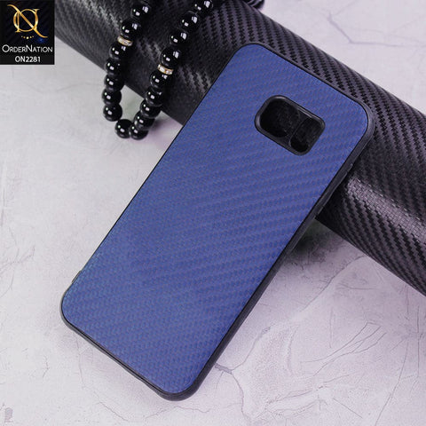 Samsung Galaxy S7 Edge Cover - Blue - New Carbon Fiber Style Back Soft TPU Case